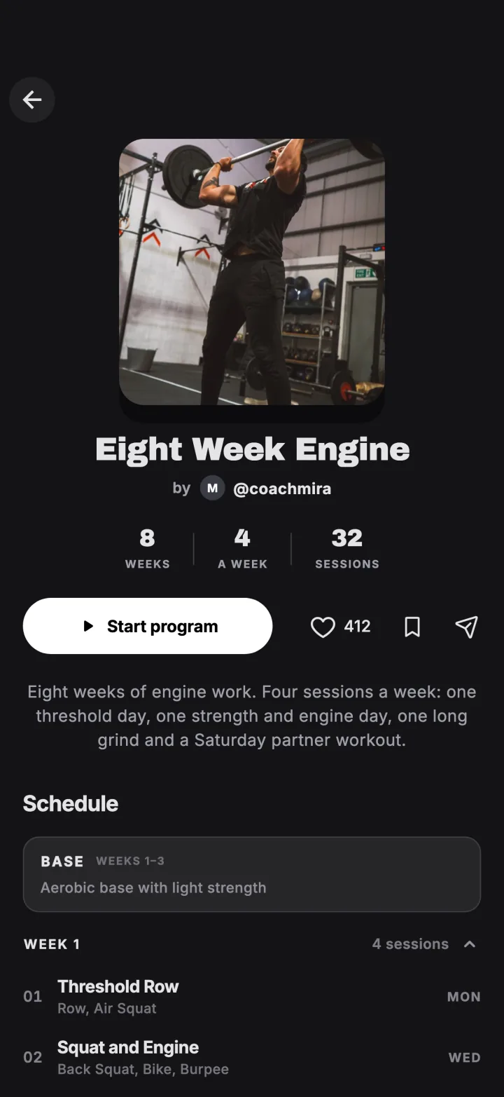 A multi-week training program